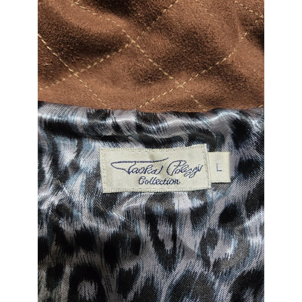 Tasha Polizzi Pinstripe Vest Western Equestrian Full Zip Brown Trim - Women's L - Picture 5 of 11